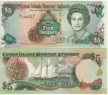 CAYMAN 5 Dollars  P27a  Dated 2001   ( Queen Elizabeth II  - Sail Ship At Back ) - Iles Cayman