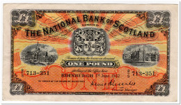 SCOTLAND,THE NATIONAL BANK OF SCOTLAND,1 POUND,1957,P.258c,VF++ - 1 Pond