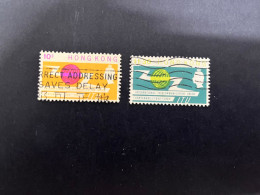 (stamp 8-12-2023) Hong Kong (2 Used Stamps) Telecommunications - Oblitérés