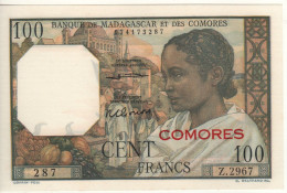 COMOROS   100 Francs  P3b  ( ND  1960-63 ) " Queen's Palace +  Cowns & Sail Boats At Back "    UNC - Comoren