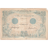 France, 20 Francs, Bleu, 1912, N.3581, TB+, Fayette:10.02, KM:68b - 20 F 1905-1913 ''Bleu''