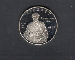 Baisse De Prix USA - Pièce 1 Dollar Argent BE Thomas Alva Edison 2004 FDC KM.362 - Herdenking