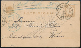1891 2kr Díjjegyes Levelezőlap "ZSOLNA-POZSONY" Mozgóposta Bélyegzéssel - Other & Unclassified