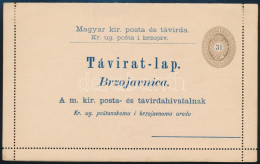 1892 31kr Díjjegyes Zárt Táviratlap, Használatlan / 31kr PS-telegram Cover Card, Unused - Otros & Sin Clasificación