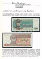 Burma 1972. 1K + Mianmar 1990. 1K Német Nyelvű "Kuriositäten Auf Banknoten" Tájékoztatólappal T:UNC Burma 1972. 1 Kyat + - Zonder Classificatie