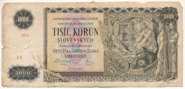 Szlovákia 1940. 1000K T:VG Ragasztónyom Slovakia 1940. 1000 Korun C:VG Gluemark Krause P#13 - Unclassified