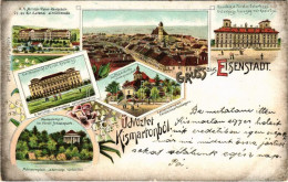 T2/T3 1907 Kismarton, Eisenstadt; Katonai Alreáliskola, Eszterházy Herceg Várkastély, Mária Templom, Kálváriatemplom Fel - Zonder Classificatie