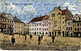 T3 1919 Bielsko-Biala, Bielitz; Ringplatz Mit Pilsner Hof / Square, Shops (EK) - Zonder Classificatie