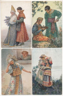 ** 4 Db Régi Orosz Művész Képeslap S. Solomko Aláírással / 4 Pre-1945 Russian Art Postcards Signed By S. Solomko - Unclassified