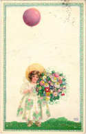 T2/T3 1921 Art Nouveau Girl With Balloon And Flowers. P.J.G. W.I. Nr. 506-1. Litho S: August Patek (fl) - Zonder Classificatie