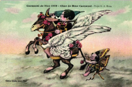 ** T2 1909 Carnaval De Nice, Char De Mme Carnaval / Chariot Of Ms. Carnival, Projet G.A. Mossa Art Postcard - Unclassified