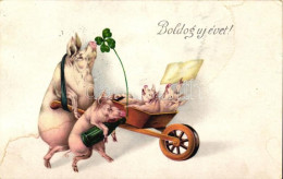 * T3 New Year, Pigs, Clover, Humour, H & S. B. No. 1730. Litho (fl) - Zonder Classificatie
