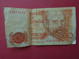 1 BILLET   BANCO DE ESPANA 200 DOSCIENTAS PESETAS 1980 - Sonstige & Ohne Zuordnung