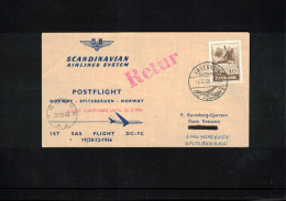 Denmark - Norway 1966 SAS First Flight DC-7C Norway - Spitzbergen - Norway Interesting Letter - Lettres & Documents