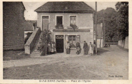 CPA -  SAINT - PATERNE   (72)  Place De L' église -  Café  A. HEMERY - Saint Paterne