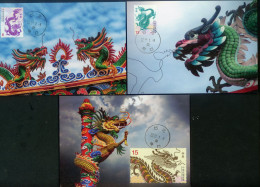 2023 Taiwan R.O.CHINA - Maximum Card.- New Year’s Greeting Postage Stamps (3 Pcs.) - Cartoline Maximum