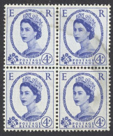 Great Britain Sc# 298 Used Block/4 (c) 1953 4p Queen Elizabeth - Used Stamps