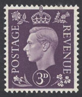 Great Britain Sc# 240 MNH 1938 3p Dark Purple King George VI - Ungebraucht