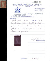 Great Britain Sc# 8 SG# C1 (1) C Plate 183 MH RPSL Certificate - Ongebruikt