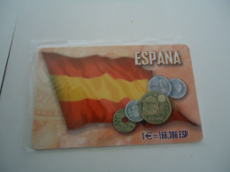 SPAIN MINT GREECE   PHONECARDS  COINS ANS FLAGS  2 SCAN - Autres & Non Classés