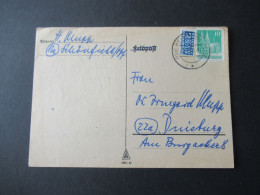 Bizone Bauten 1950 Mi.Nr.80 Eg EF Fern PK Geschrieben In Schönficht Stempel Weiden Oberpfalz Nach Duisburg - Cartas & Documentos