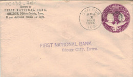 Ganzsache First National Bank Sheldon Iowa 1894 > Sioux City [prüfen FED] - ...-1900