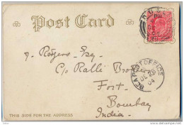 _Np813 ½p: DUBLIN  DE 04 + SEAPOSTOFFICE  DE 26 04 > Fort Bombay India  / ..Clula Lang Syne... - Storia Postale