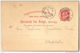 1p-392 : Brev-Kort : 10 Ore   KRISTINA > STOCKHOLM   I.TUR  1894 - Postwaardestukken