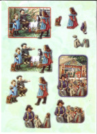 PLANCHE AVEC ENVIRONS 8(  Complet ) DECOUPIS   SCENES DE VIE ENFANTS (avec Legeres Paillettes Multicolores) - Kinder