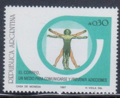 Argentina 1987 - El Correo, Un Medio Para Comunicarse Y Prevenir Adicciones - Ungebraucht