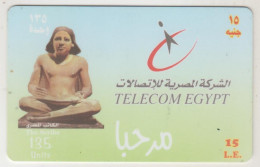 EGYPT - The Scribe (full Image) LE15 (red), Telecom Egypt Prepaid Card ,135 U, Used - Aegypten