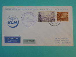 AG0  LUXEMBOURG  BELLE LETTRE   1956  1ER VOL A PALMA MALLORCA  +AMSTERDAM  +AFF. PLAISANT++ + - Brieven En Documenten