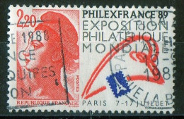 FR 1982...- N° 2524 - 1t à 2 F.20  Rouge - Vignette Attenante - LIBERTE DE GANDON - 2 Bandes Phospho-OBLITERE CIRCULAIRE - 1982-1990 Liberté De Gandon