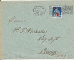 Switzerland Cover Sent To Brugg Zürich 8-6-1921 Single Franked Overprinted Stamp - Other & Unclassified