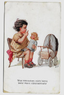 Wally Fialkowska ,Mädchen, Puppe, Kinderwagen , Girl, Doll, Stroller Ca. 1915y. FELDPOST 061i - Fialkowska, Wally
