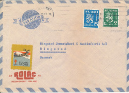 Finland Air Mail Cover Sent To Denmark 23-12-1952 Lion Stamps + Christmas Seal - Lettres & Documents