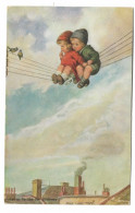 Wally Fialkowska , Let Us Fly Like The Swallows, Couple D'Enfants Sur Fils Téléphoniques - Carte A.V. N° 1014  H735 - Fialkowska, Wally