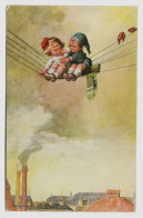 Wally Fialkowska - The Prude ,Couple D'Enfants Sur Fils Téléphoniques -ca.1930y  Carte A.V. N° 1016   H736 - Fialkowska, Wally