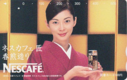 Carte Prépayée JAPON - Femme Geisha Pub CAFE NESCAFE  - GIRL COFFEE Avv. JAPAN Prepaid Tosho Card - Frau Karte - 10156 - Characters