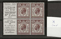 1929 MH Great Britain SG 436b Booklet Pane - Neufs