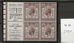 1929 MNH Great Britain SG 436b Booklet Pane - Neufs