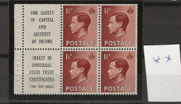 1936 MNH GB, SG 549a Booklet Pane Postfris** - Nuevos