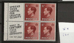 1936 MNH GB, SG 549a Booklet Pane Postfris** - Ungebraucht