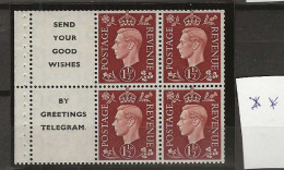 1937 MNH GB, Booklet Pane With Selfedge - Unused Stamps