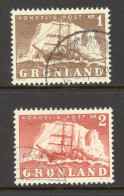 Greenland Sc# 36-37 Used 1950 1k-2k Polar Ship Gustav Holm - Gebruikt