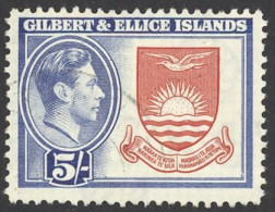 Gilbert & Ellice Islands Sc# 51 Used 1939 5sh Coat Of Arms - Îles Gilbert Et Ellice (...-1979)