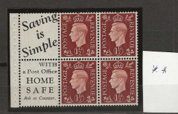 1937 MNH GB, Booklet Pane With Selfedge - Neufs
