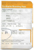 Boarding Pass / Avion / Aviation / Lufthansa - Cartes D'embarquement