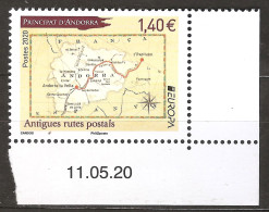 Andorre Français 2020 N° 844 ** Europa, Europe, Emission Conjointe, CEPT, Carte, Géographie Route Postale Rose Des Vents - Unused Stamps