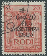 1943 OCCUPAZIONE TEDESCA EGEO USATO PRO ASSISTENZA 20 CENT - RC15-7 - Aegean (German Occ.)